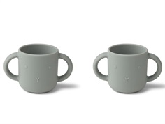 Liewood rabbit dove blue silicone cup with handle Gene (2-pack)